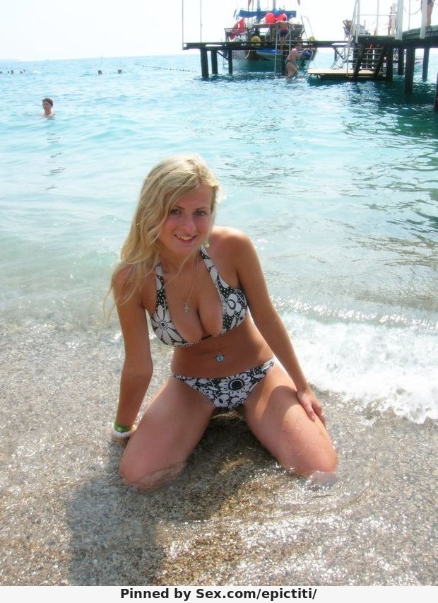 Blonde teen on holiday