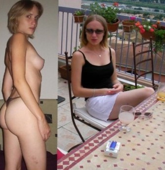 Amateur Dressed And Undressed Before And After.